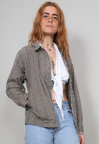 VINTAGE 90'S MOSCHINO TARTAN CHECK SHIRT JACKET