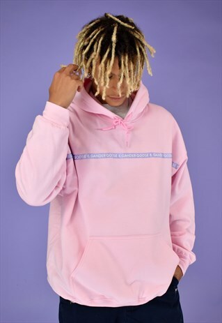 G&G UNISEX BABY PINK WRITING RIBBON HOOD