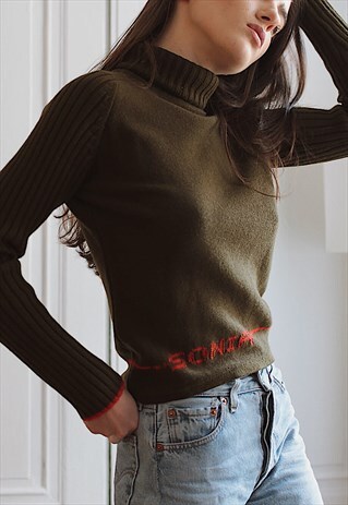90'S VINTAGE DARK KHAKI JUMPER
