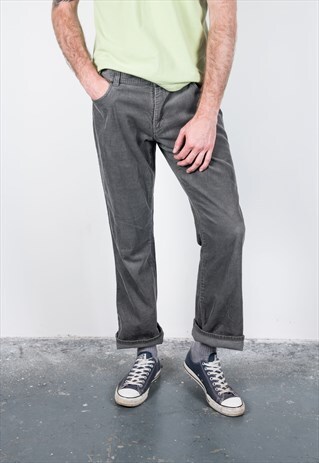 VINTAGE 1990S GREY RALPH LAUREN CORD TROUSERS
