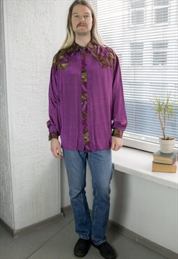 Vintage 80's Purple Shimmering Bohemian Shirt
