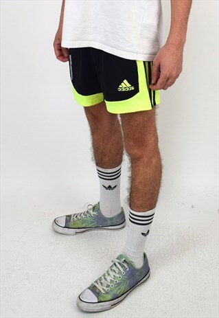 MEN'S VINTAGE 90'S ADIDAS BLACK & NEON YELLOW SHORTS