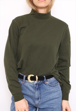 VINTAGE 90S GREEN POLO HIGH TURTLE NECK TOP