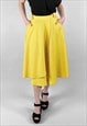 80's Bright Yellow Vintage Ladies Wrap Midi Skirt