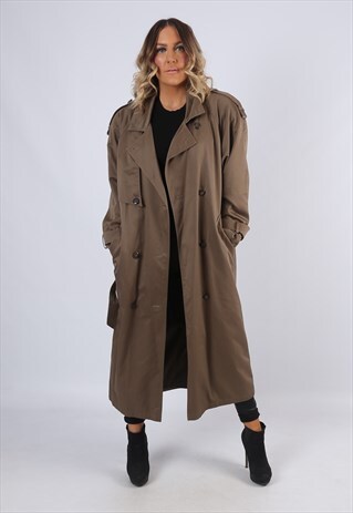 TRENCH RAINCOAT COAT JACKET LONG UK 12 (M5L)