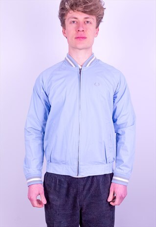 VINTAGE FRED PERRY BOMBER JACKET IN BLUE MEDIUM