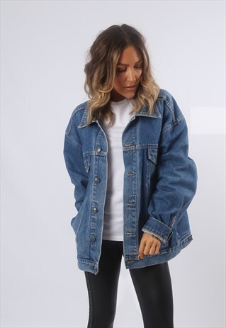 DENIM JACKET OVERSIZED FITTED EAGLE VINTAGE UK 20 - 22 (BG2B