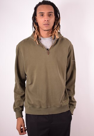 CHAMPION MENS VINTAGE SWEATSHIRT JUMPER LARGE KHAKI 90S