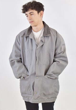 VINTAGE 90S GREY COLLARED WORKWEAR JACKET