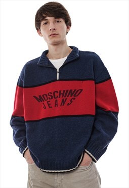 Vintage MOSCHINO Sweater High Neck Knitted Wool 90s