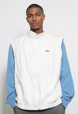 VINTAGE LACOSTE LOGO TRACK JACKET GILET WHITE