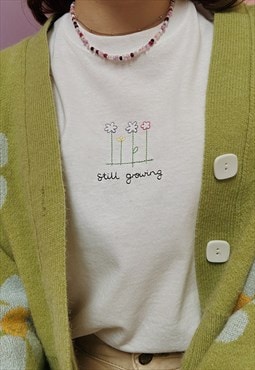 embroidered 'still growing' t-shirt