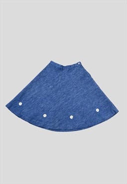 70's Vintage A Line Blue Cotton Denim Mini Skirt Size XS
