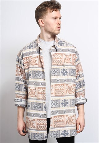 VINTAGE AZTEC PATTERNED SHIRT