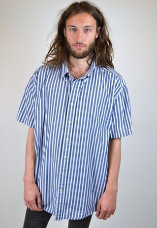 VINTAGE 90'S TOMMY HILFIGER STRIPED SHORT-SLEEVED SHIRT