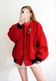 Vintage Red Wool Official Ferrari Racing Jacket.