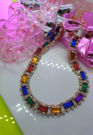 RAINBOW DIAMANTE CHOKER