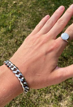 Mens Chunky Cuban Chain Bracelet 11MM Silver