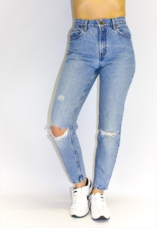 VINTAGE 80'S HIGH WAIST RIPPED MOM JEANS