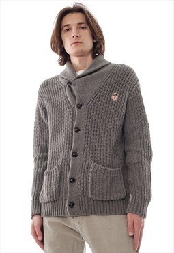 Vintage POLO RALPH LAUREN Cardigan Shawl Sweater Knit Grey