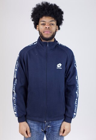 VINTAGE LOTTO NAVY 90'S ZIP-UP SWEATSHIRT