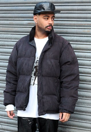 VINTAGE SUEDETTE DKNY PUFFER JACKET