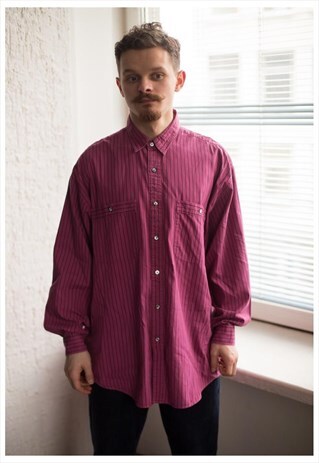 VINTAGE 90'S PURPLE STRIPED COTTON SHIRT