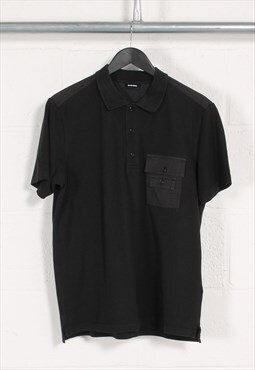 Vintage Diesel Polo Shirt in Black Short Sleeve Tee Large