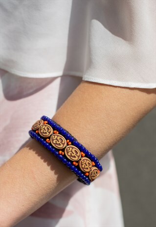 OM AUM BEADED BANGLE BRACELET ADJUSTABLE YOGA JEWELLERY