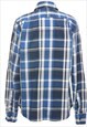 VINTAGE NAVY CHECKED SHIRT - L