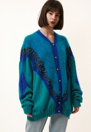 90S VINTAGE WARM MOHAIR WOOL COLORBOCK OVERSIZED JUMPER 1194