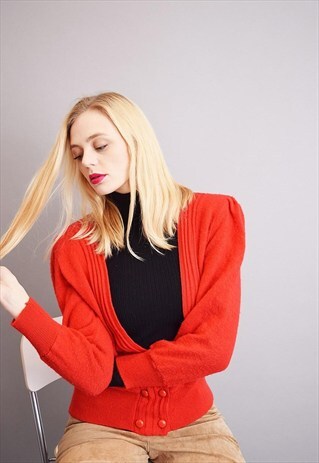 80'S RETRO OVERSIZED MINIMALIST KNIT CARDIGAN