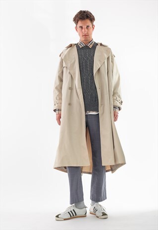 VINTAGE HUGO BOSS DOUBLE BREASTED COAT 90S BEIGE