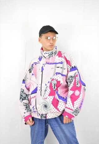 VINTAGE MULTICOLOUR GRAPHIC ABSTRACT PUFFER JACKET