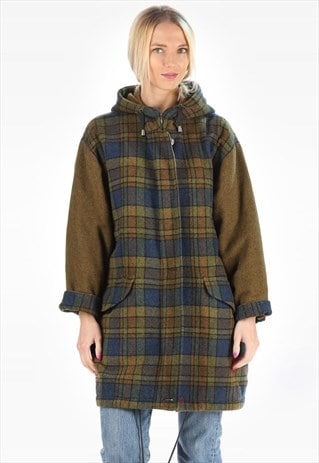 PLAID WOOL JACKET HOODED