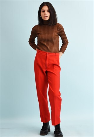 80'S RETRO REGULAR WAIST CLASSY TAPERED TROUSERS