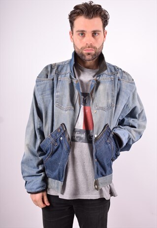 MENS VINTAGE DENIM JACKET MEDIUM BLUE 90'S