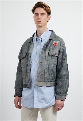 VINTAGE BLUE DIESEL CHICAGO BULLS FAUX LEATHER JACKET