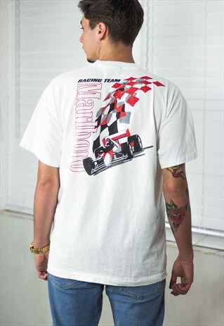 VINTAGE MARLBORO RACING T-SHIRT LOGO 90S XL 8