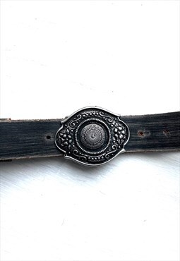 Western Leather Belt With Metal Buckle 