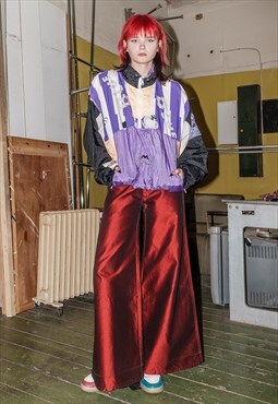90's Vintage iconic shoulder pads track jacket in purple