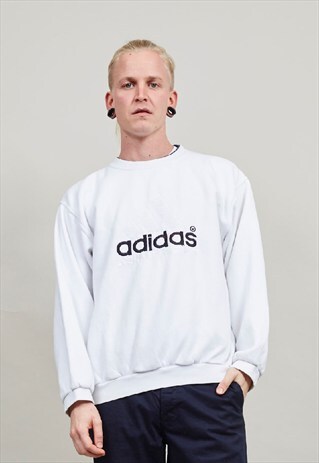 VINTAGE 90'S ADIDAS WHITE OVERSIZED SWEATER