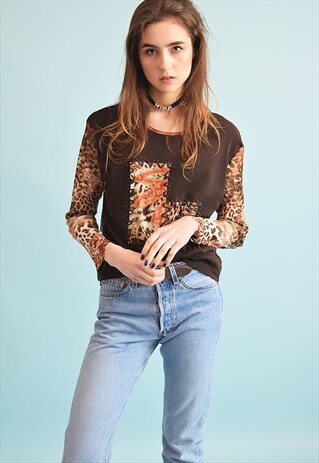90'S RETRO EMBROIDERY MESH KITSCH TEEN TOP BLOUSE