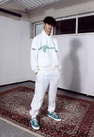 RARE VINTAGE LACOSTE CREAM/WHITE AND GREEN SHELL TRACKSUIT