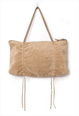 Vintage MIU MIU Shoulder Bag Hand Leather Suede Beige