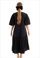 OVERSIZED PUFF SLEEVES MAXI DRESS IN BLACK