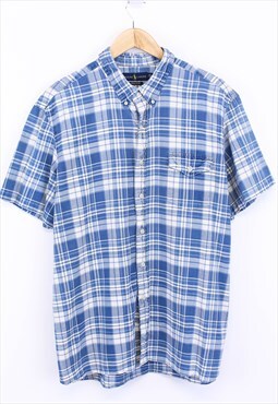 Vintage Ralph Lauren Shirt Blue White Short Sleeve Button Up