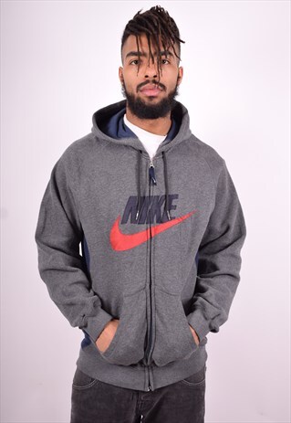 NIKE MENS VINTAGE HOODIE JACKET MEDIUM GREY 90'S