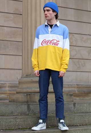 RARE VINTAGE 1980S COCA-COLA RUGBY SHIRT