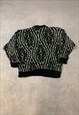 VINTAGE KNITTED JUMPER ABSTRACT PATTERNED KNIT SWEATER